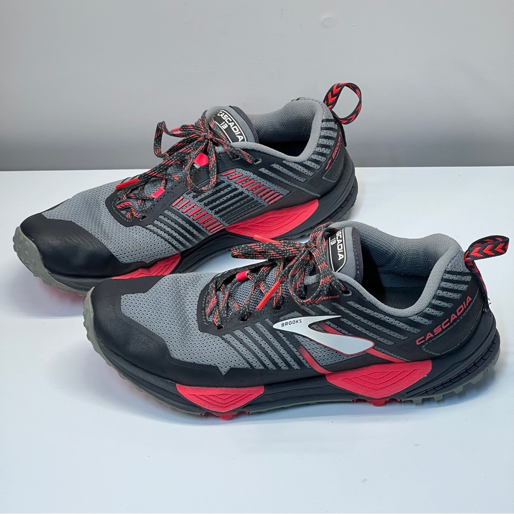 Women’s Size 9.5 - Brooks Cascadia 13 Gray/Pink Trail Running Shoes